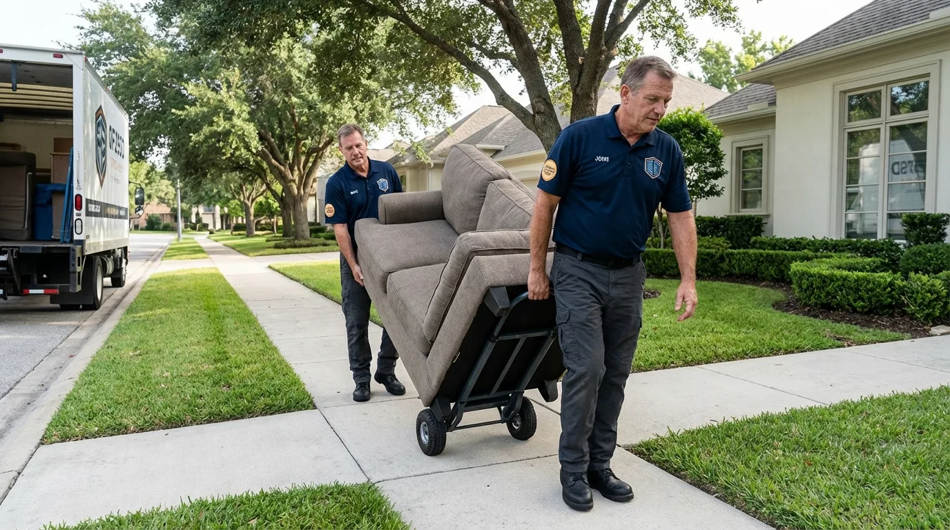 Local residential moving crew loading furniture in Chelsea, MI